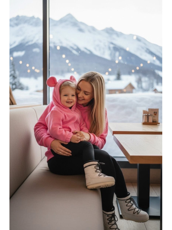 Polar dievčenská mikina MAMA a DCÉRA - ružová