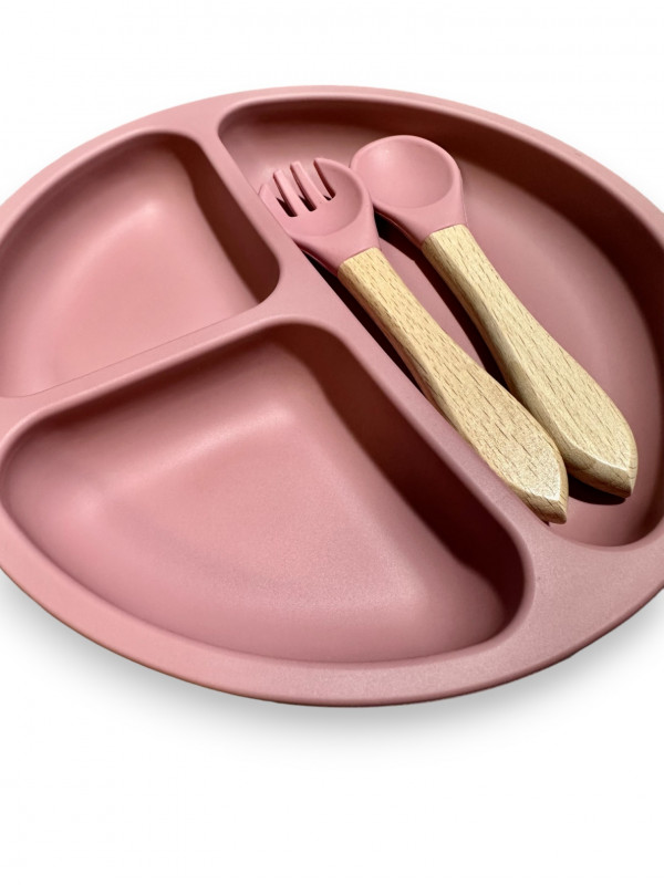 Detský silikónový riad PINK 3 ks